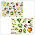 Fruit and Vegetable Characters Wooden Knob & Pegged Puzzle for Kids
