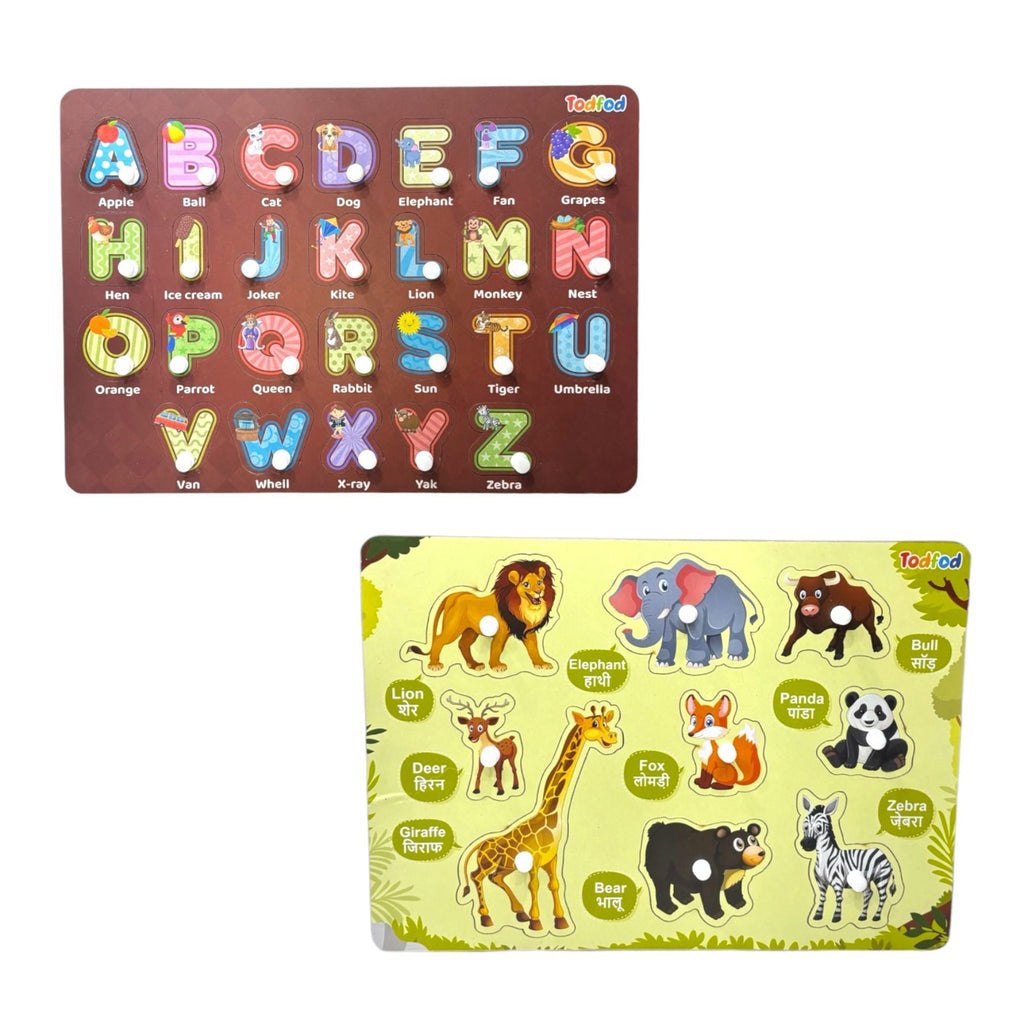 ABCD Wild Animal Knob & Pegged Puzzle