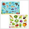 Fish and Vegetable Wooden Knob & Pegged Puzzle for Kids