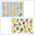 English Numbers & Fruit Characters Knob & Pegged Puzzle for Kids