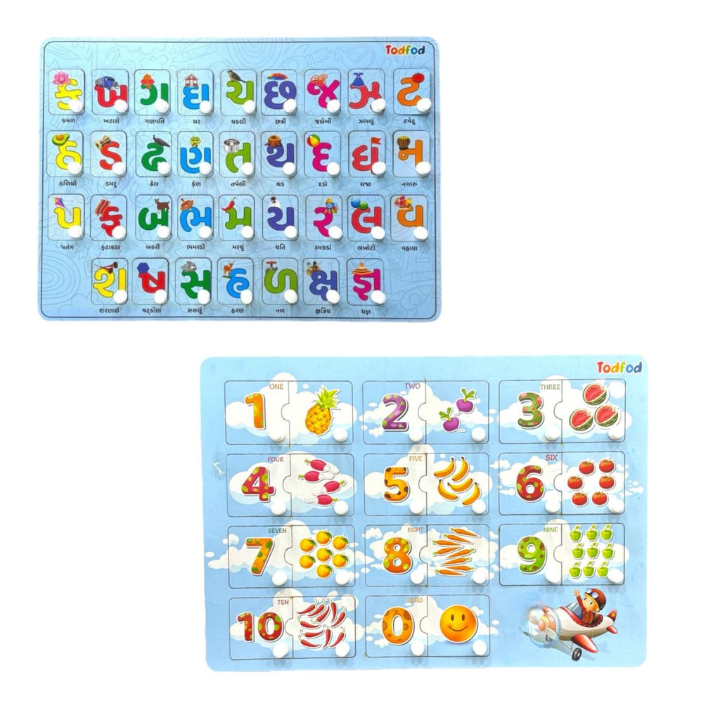 Gujarati Kakko & English Numbers Knob & Pegged Puzzle for Kids