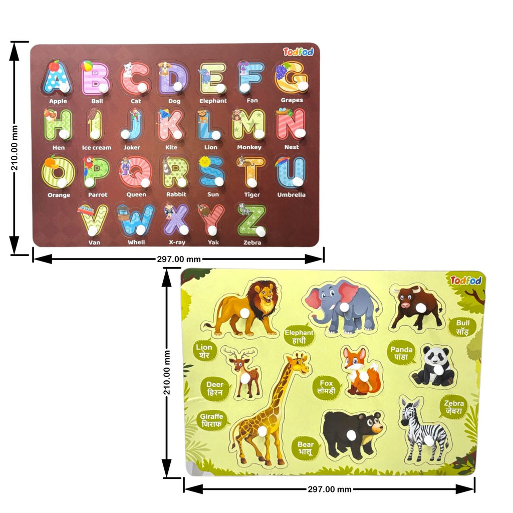 ABCD Wild Animal Knob & Pegged Puzzle