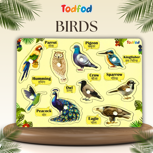 Birds & Fish Characters Knob & Pegged Puzzle for Kids