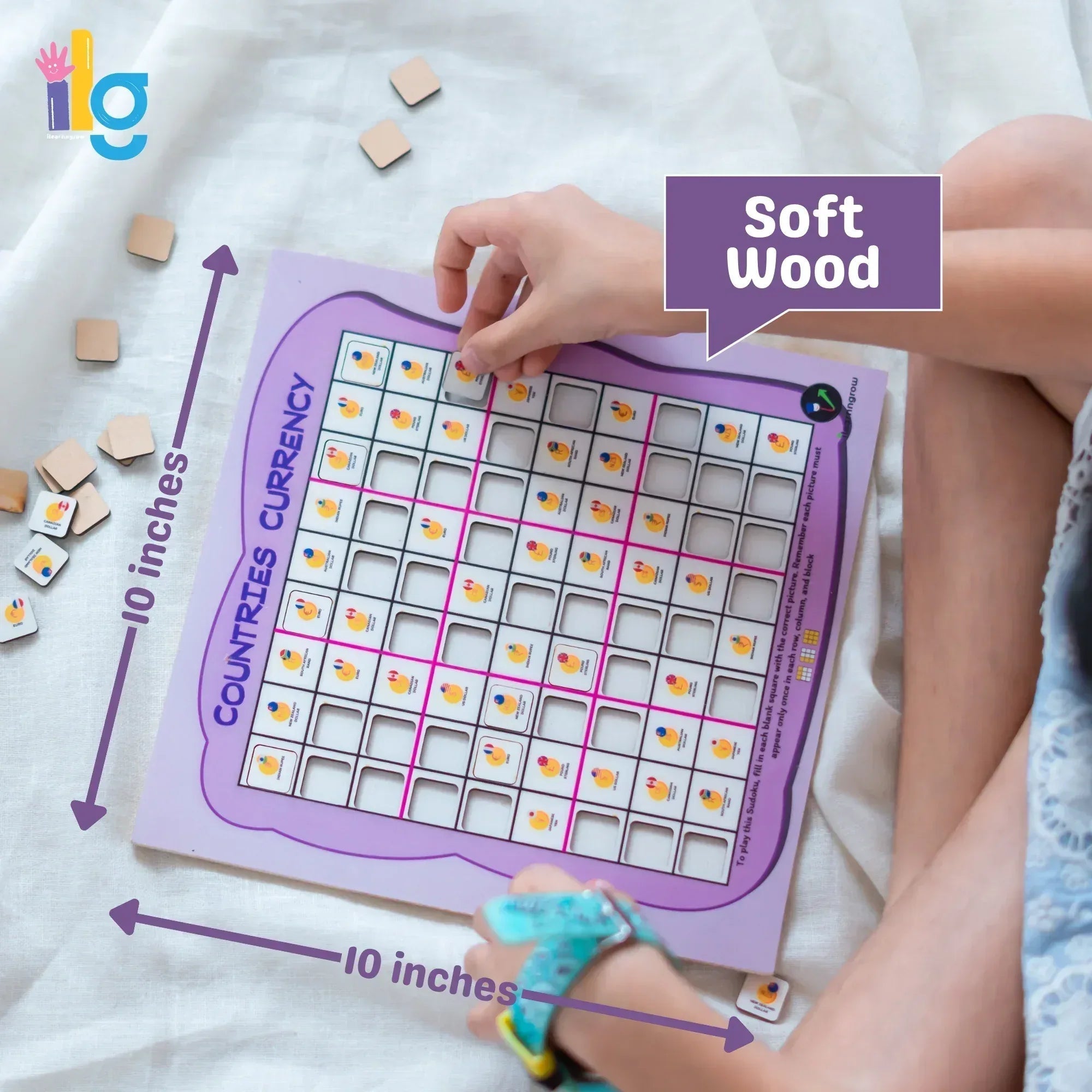 iLearnNGrow Countries Currency Sudoku Board Game – Educational Puzzle for Kids