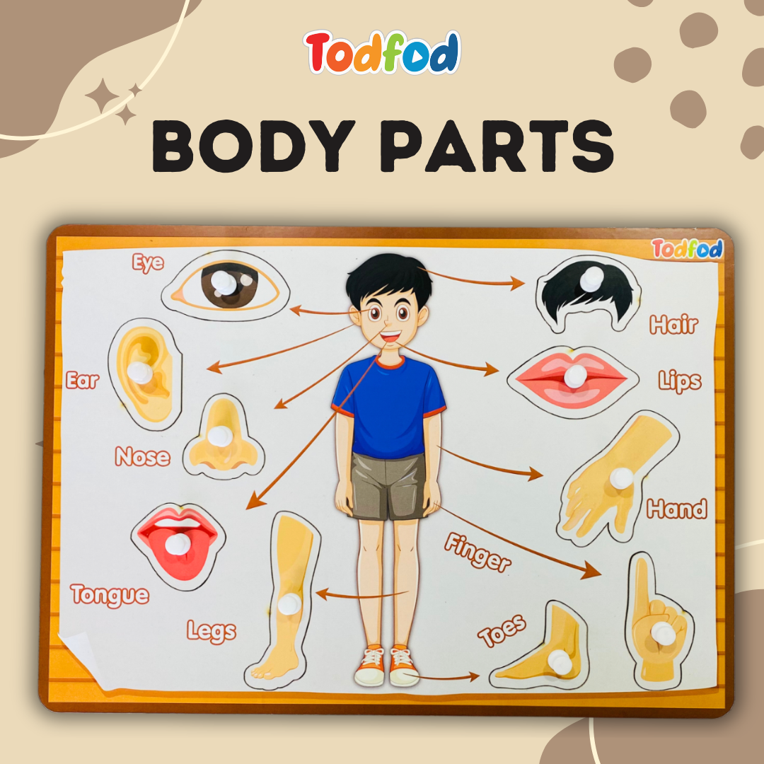 Pet Animal Body Parts Wooden Knob & Pegged Puzzle for Kids