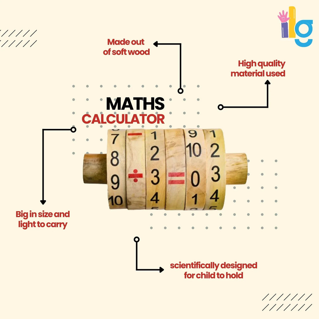 iLearnNGrow Maths Calculator – Interactive Wooden Learning Calculator for Kids
