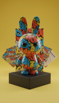 Graffiti Bunny vinyl figure with neon splatter