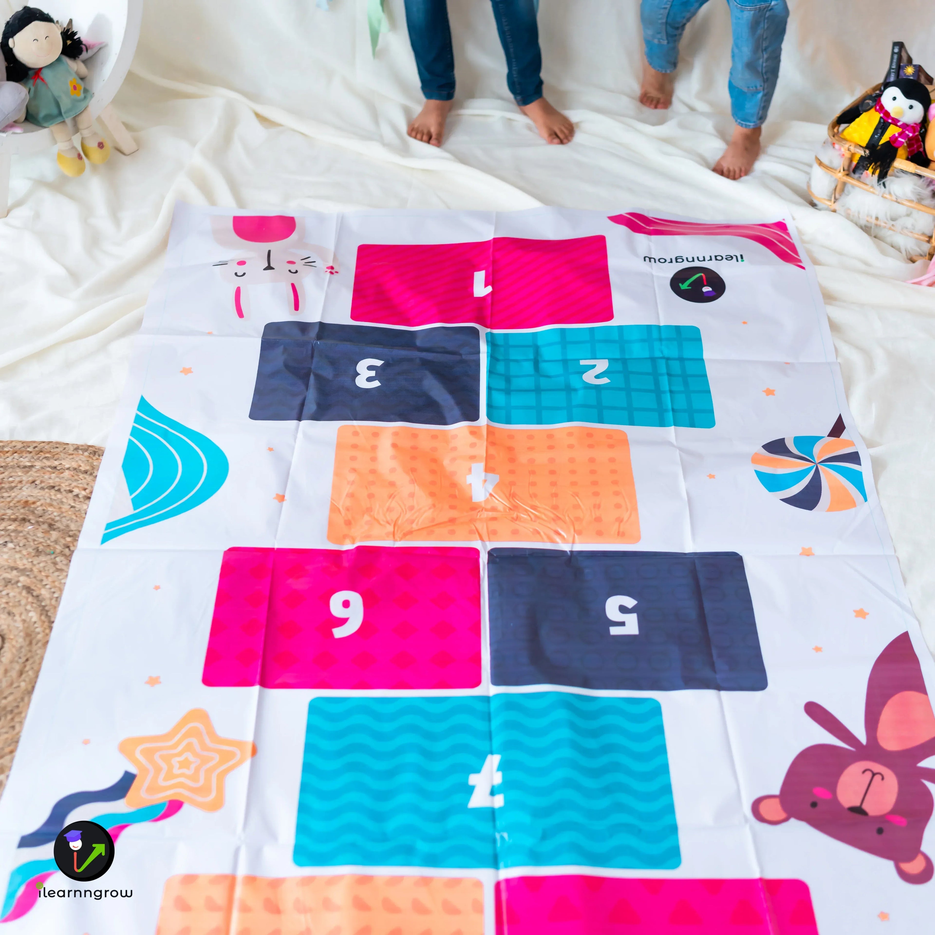 iLearnNGrow Hop Scotch Play Mat – Fun, Interactive Activity Mat for Kids