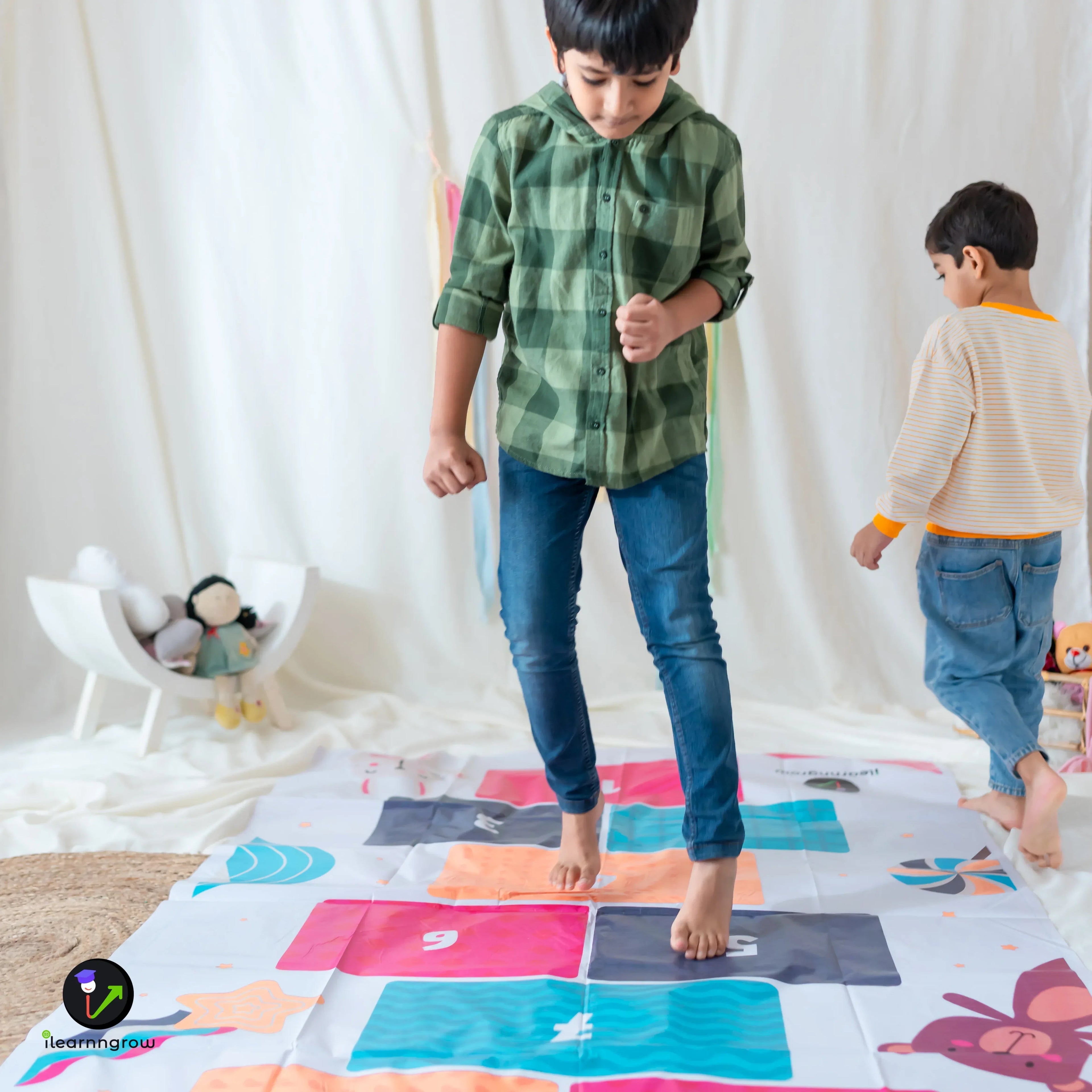 iLearnNGrow Hop Scotch Play Mat – Fun, Interactive Activity Mat for Kids