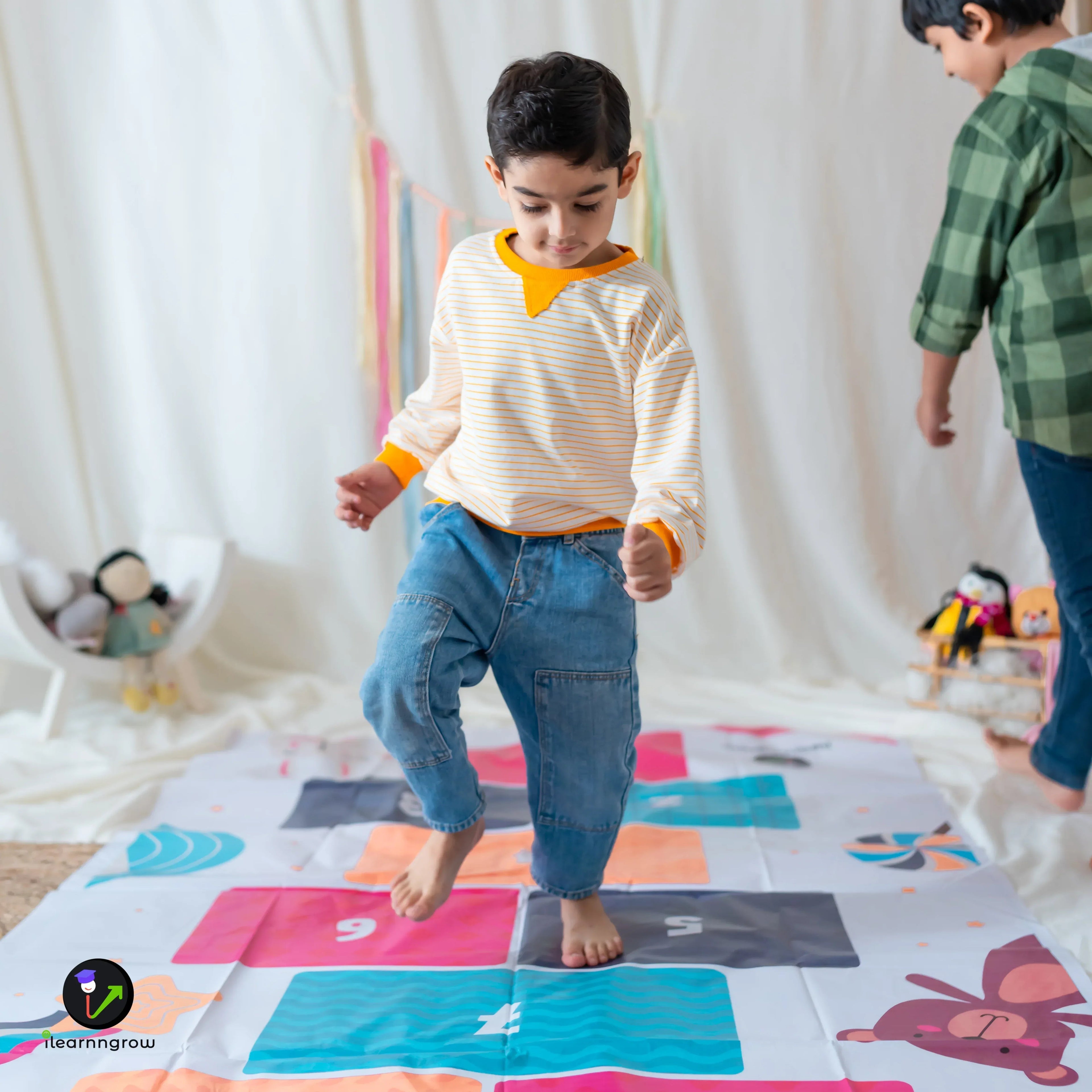 iLearnNGrow Hop Scotch Play Mat – Fun, Interactive Activity Mat for Kids