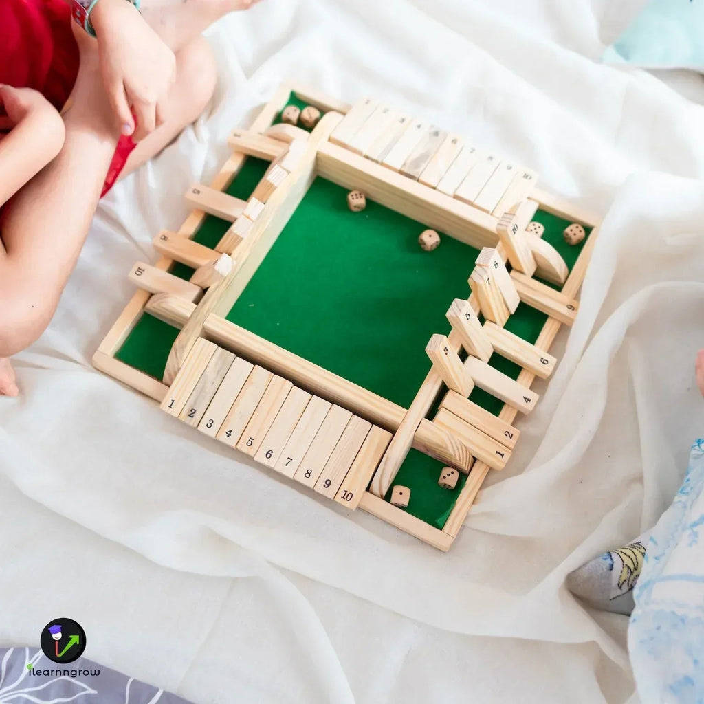 iLearnNGrow Shut The Box – Classic Wooden Shut the Box Dice Game