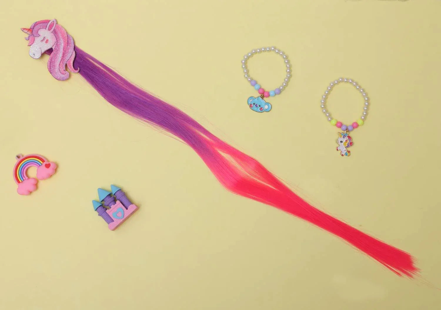 iLearnNGrow Unicorn Face Hair Extension – Colorful Clip-On Hair Accessory for Kids