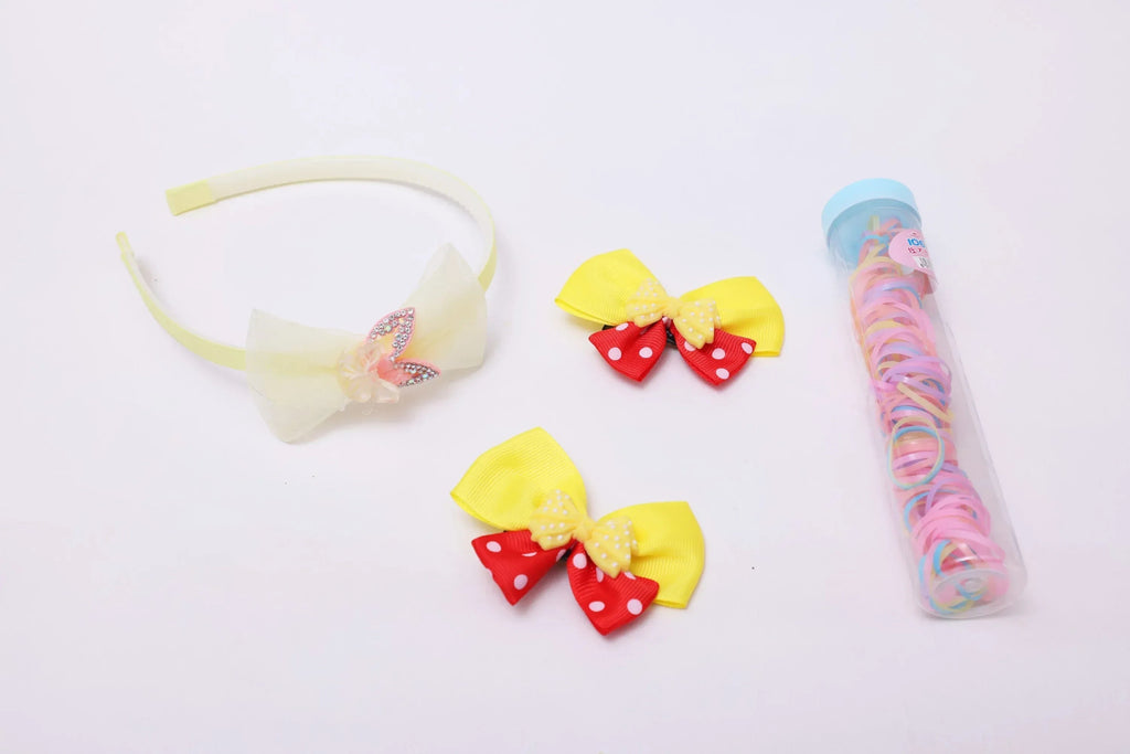 iLearnNGrow Bow Hair Accessories Set (Yellow)