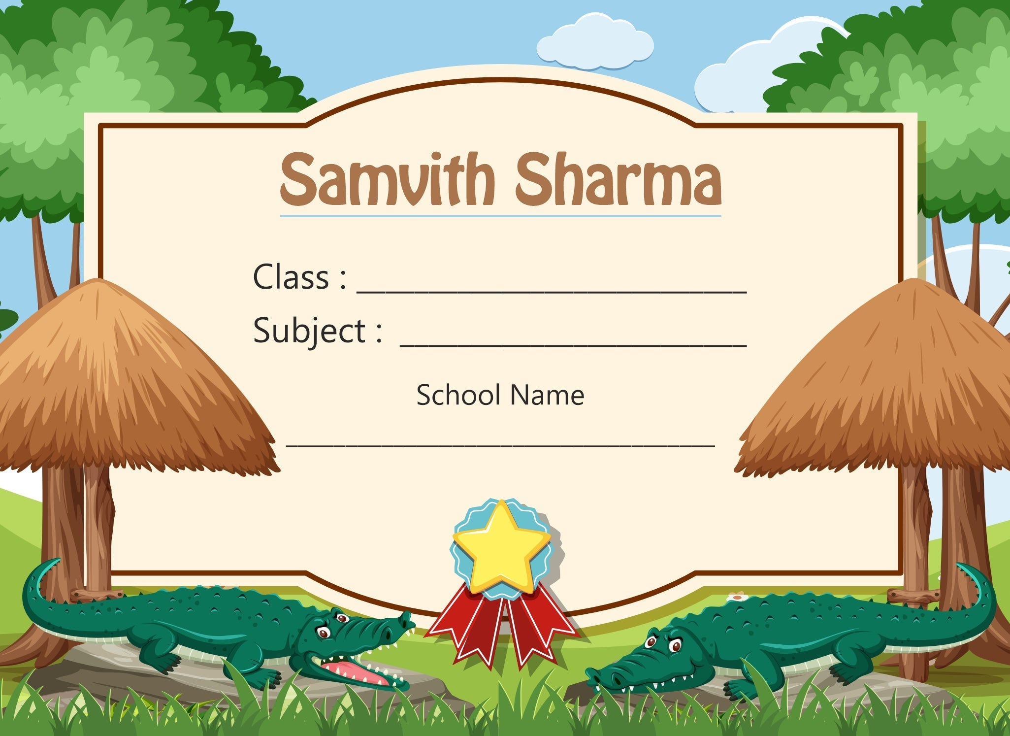School Notebook Label-Jungle Theme