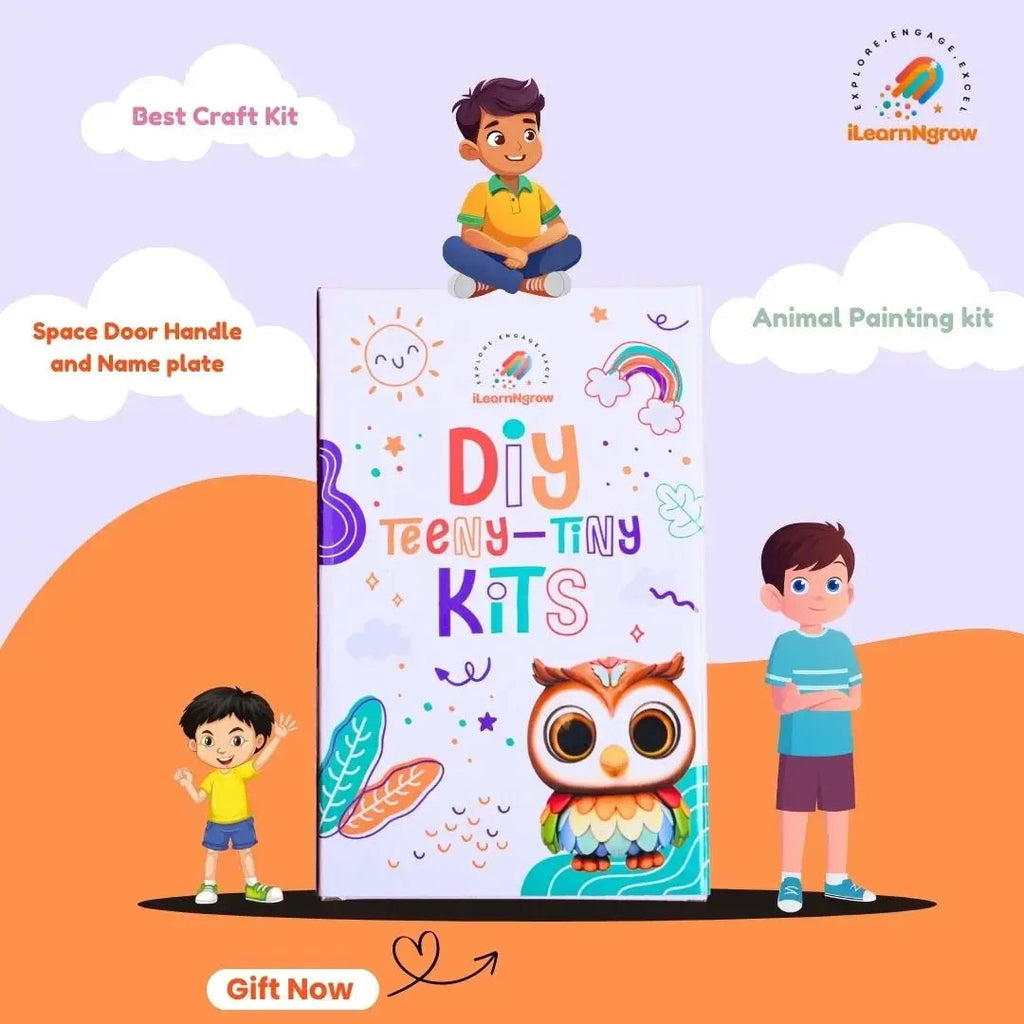 Teeny Tiny Space & Animal Craft Bundle for Kids – Door Handle Name Plate & Animal Painting Kit