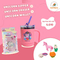Unicorn Fun Bundle for Kids – Sipper Bottle, Eraser & Wallet | Magical Unicorn Gift Set